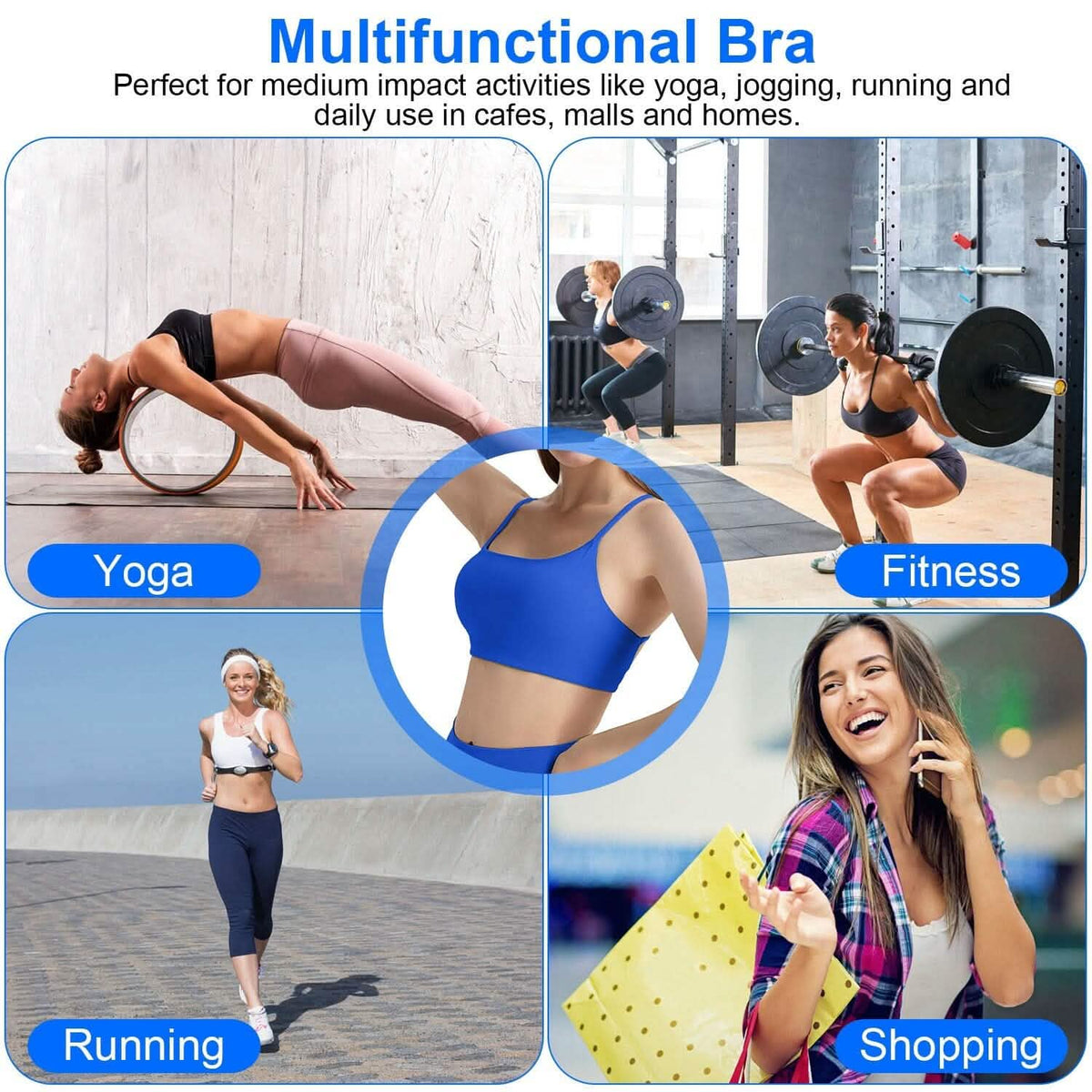 Women Cross Back Sport Bras Padded with Removable Pads Thin Straps - A-1 Thread Vault