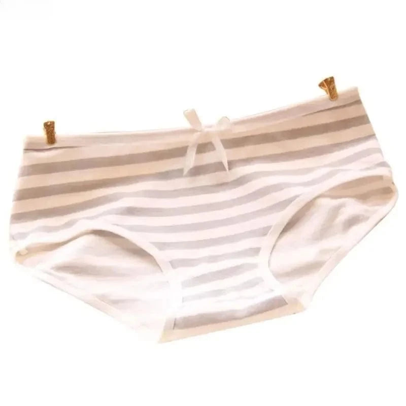 Women Cute Sexy Underwear Panties Stripes Navy Bowknot Tanga Lovely Women Panties Cotton Briefs - A-1 Thread Vault