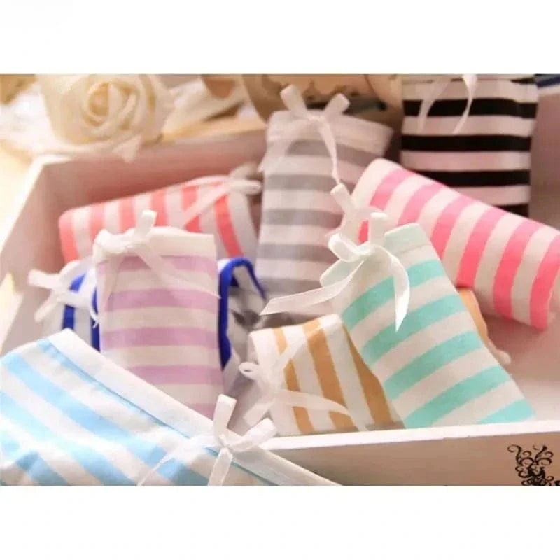 Women Cute Sexy Underwear Panties Stripes Navy Bowknot Tanga Lovely Women Panties Cotton Briefs - A-1 Thread Vault