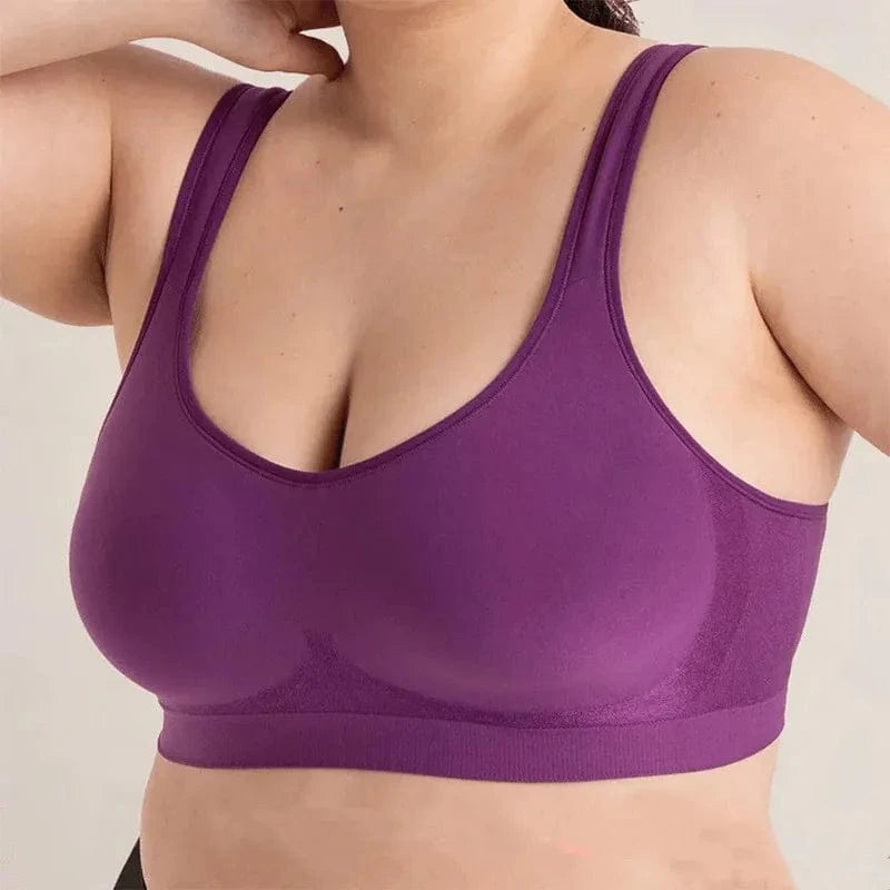 Women Daily Comfort Wireless Shaper Bra Sexy Bright Silk Decoration Lingerie Female Removable Pad Underwear S-4XL C06 - A-1 Thread Vault