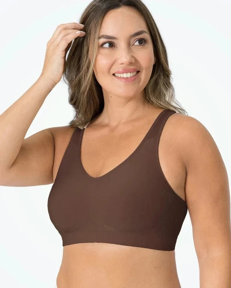 Women Daily Comfort Wireless Shaper Bra Sexy Bright Silk Decoration Lingerie Female Removable Pad Underwear S-4XL C06 - A-1 Thread Vault
