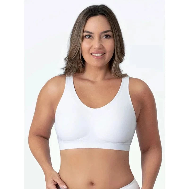 Women Daily Comfort Wireless Shaper Bra Sexy Bright Silk Decoration Lingerie Female Removable Pad Underwear S-4XL C06 - A-1 Thread Vault