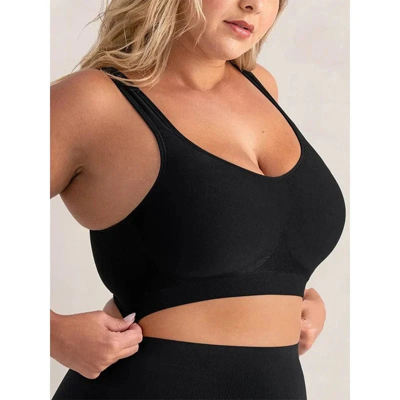 Women Daily Comfort Wireless Shaper Bra Sexy Bright Silk Decoration Lingerie Female Removable Pad Underwear S-4XL C06 - A-1 Thread Vault