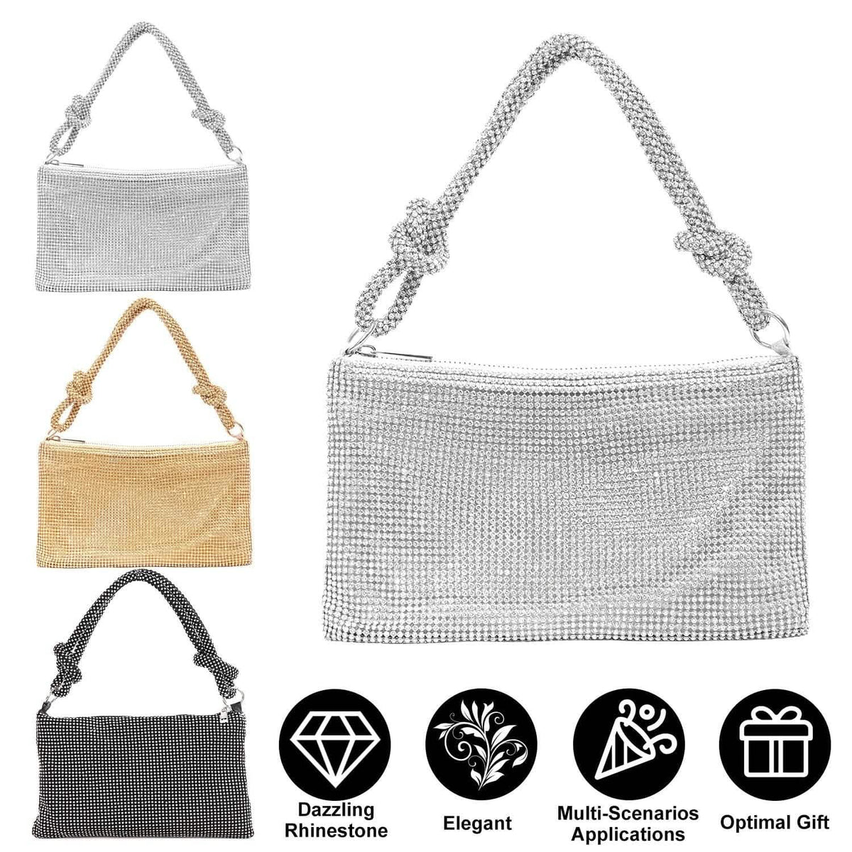 Women Glitter Evening Bags Shiny Rhinestone Handbag Purses - A-1 Thread Vault