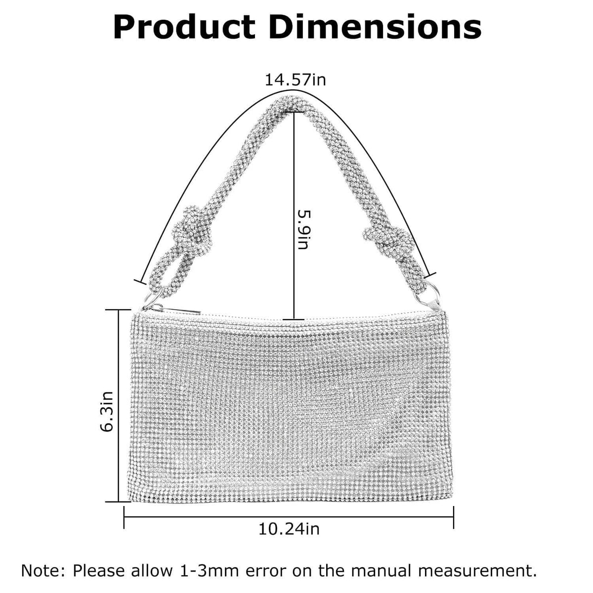 Women Glitter Evening Bags Shiny Rhinestone Handbag Purses - A-1 Thread Vault