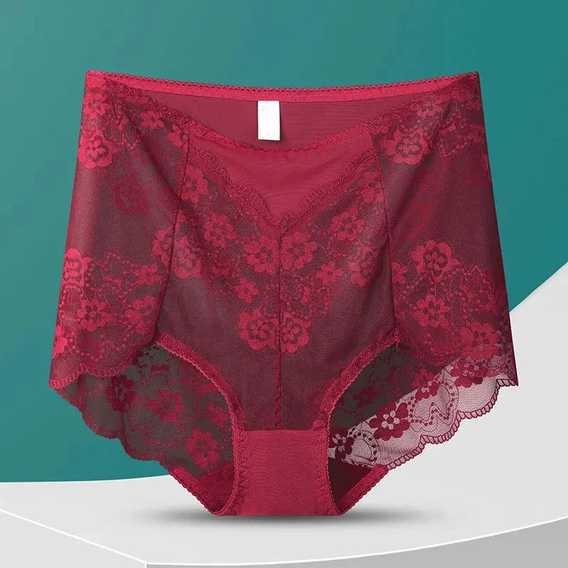 Women High Waist Plus Size Panties Sexy Lace Mesh Floral Transparent Briefs Fashion Underpants Lingerie Seamless Underwear - A-1 Thread Vault