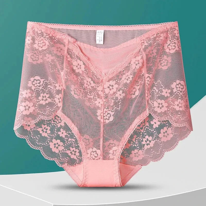 Women High Waist Plus Size Panties Sexy Lace Mesh Floral Transparent Briefs Fashion Underpants Lingerie Seamless Underwear - A-1 Thread Vault