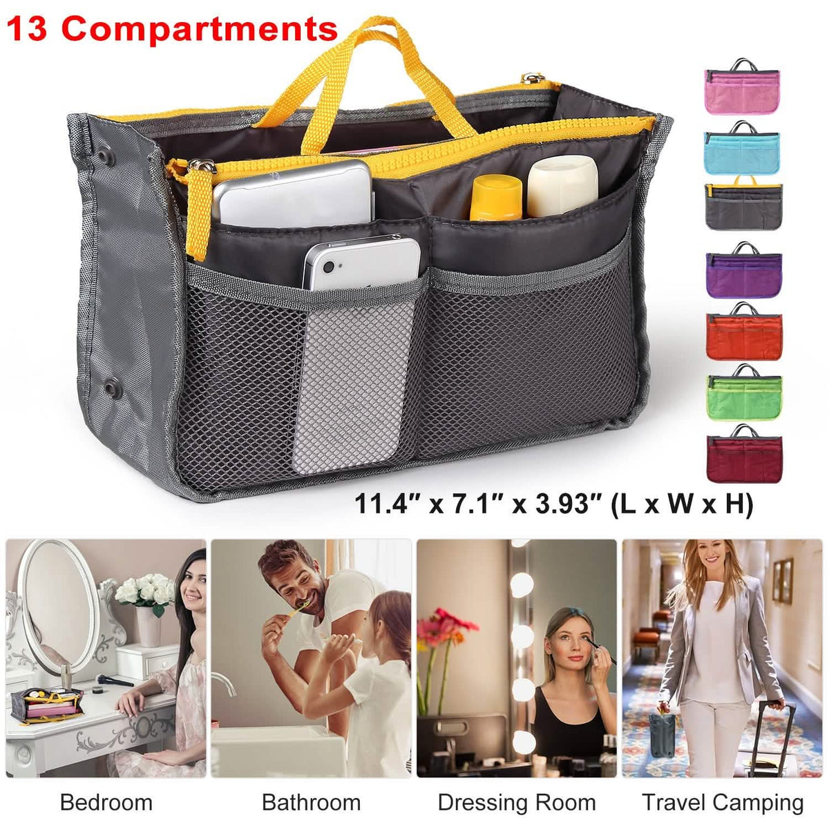 Women Lady Travel Insert Handbag Organizer Makeup Bags - A-1 Thread Vault