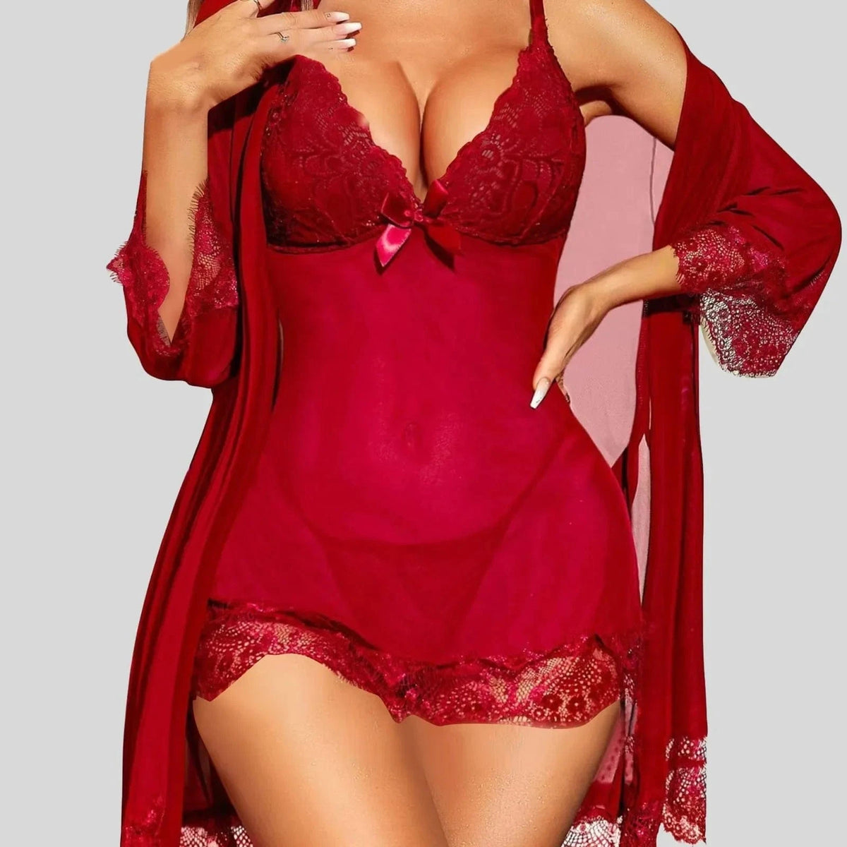 Women Lingerie Set 3 Piece Sexy Lace Underwear Briefs Nightdress Lingerie Dressing Gown Women Sexy Teacher Lingerie For Women - A-1 Thread Vault