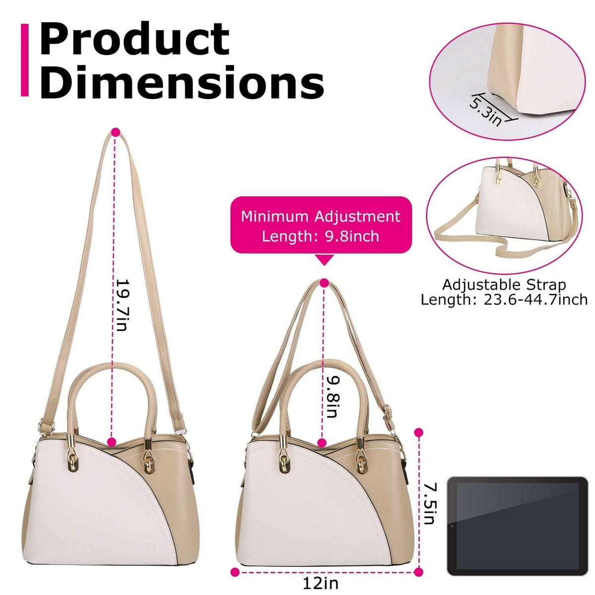 Women Medium Sized Leather Satchel Crossbody Bag with Stylish Stitching Detachable Strap - A-1 Thread Vault