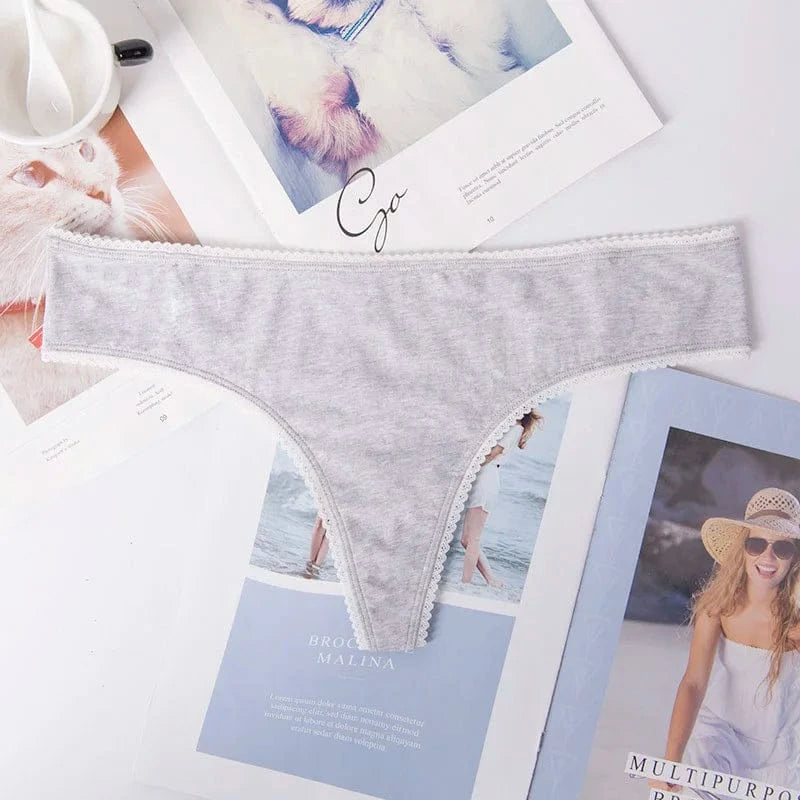 Women ruffles Underwear Invisible Seamless T Panties G-String Female Sexy Thongs Intimates Lingerie Ladies Briefs 1pcs abc01 - A-1 Thread Vault