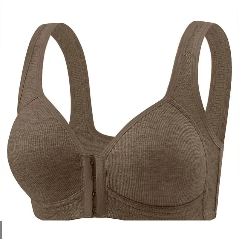 Women's Bra Pure Cotton Front Button Bra Anti Sagging No Steel Ring Comfortable Fabric Middle-aged Elderly Mothers' Underwear - A-1 Thread Vault