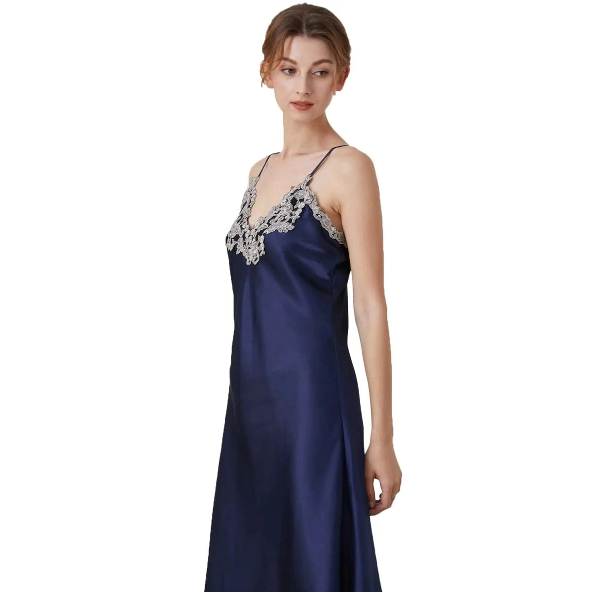 Women's Nightdress Lace Satin Nightgowns Sexy Lingerie Long Chemise Sleepwear - A-1 Thread Vault
