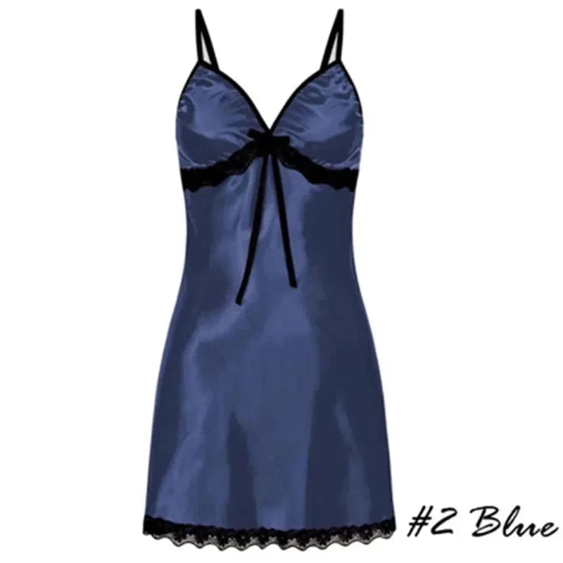 Women's Nightgown Sexy Sleepwear Silk Satin Nightwear Slip Dress Sleeveless Pajamas Sleepwear Plus Size Nightwear Comfortable - A-1 Thread Vault