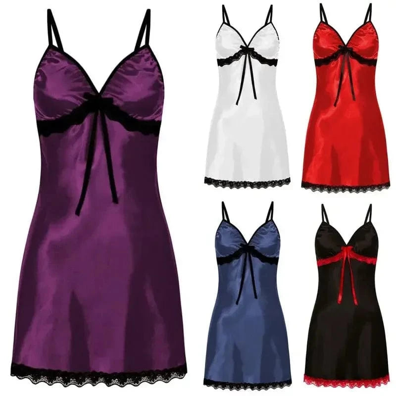 Women's Nightgown Sexy Sleepwear Silk Satin Nightwear Slip Dress Sleeveless Pajamas Sleepwear Plus Size Nightwear Comfortable - A-1 Thread Vault