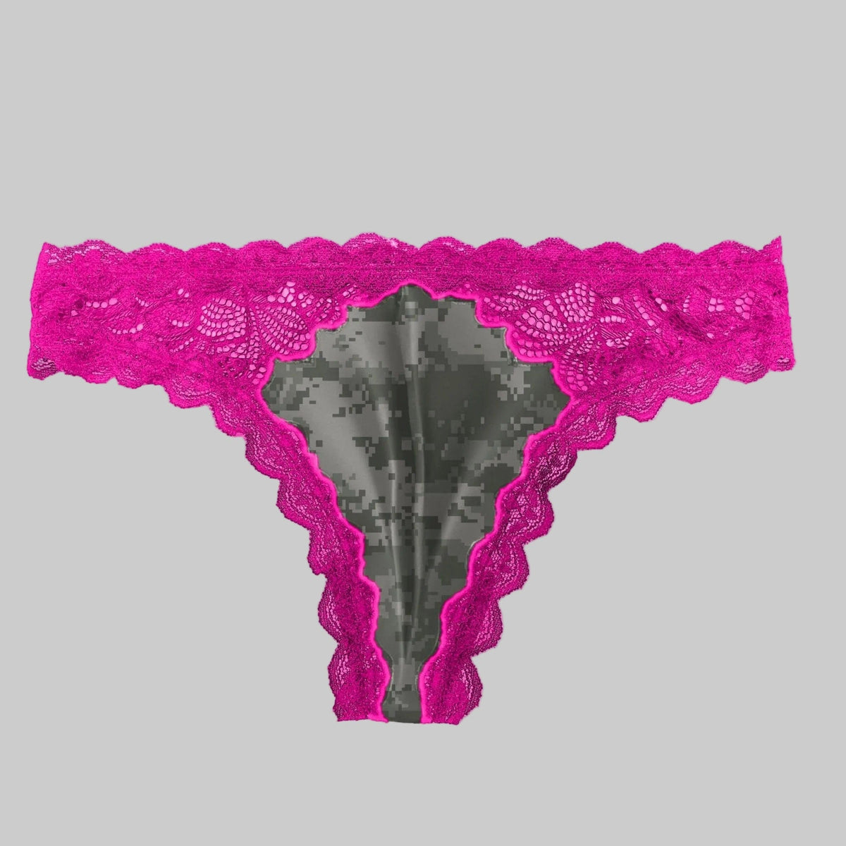 Women's Pink Camo Lace Thong - Atlas Fuchsia Hunting Underwear - Wilderness Dreams - A-1 Thread Vault