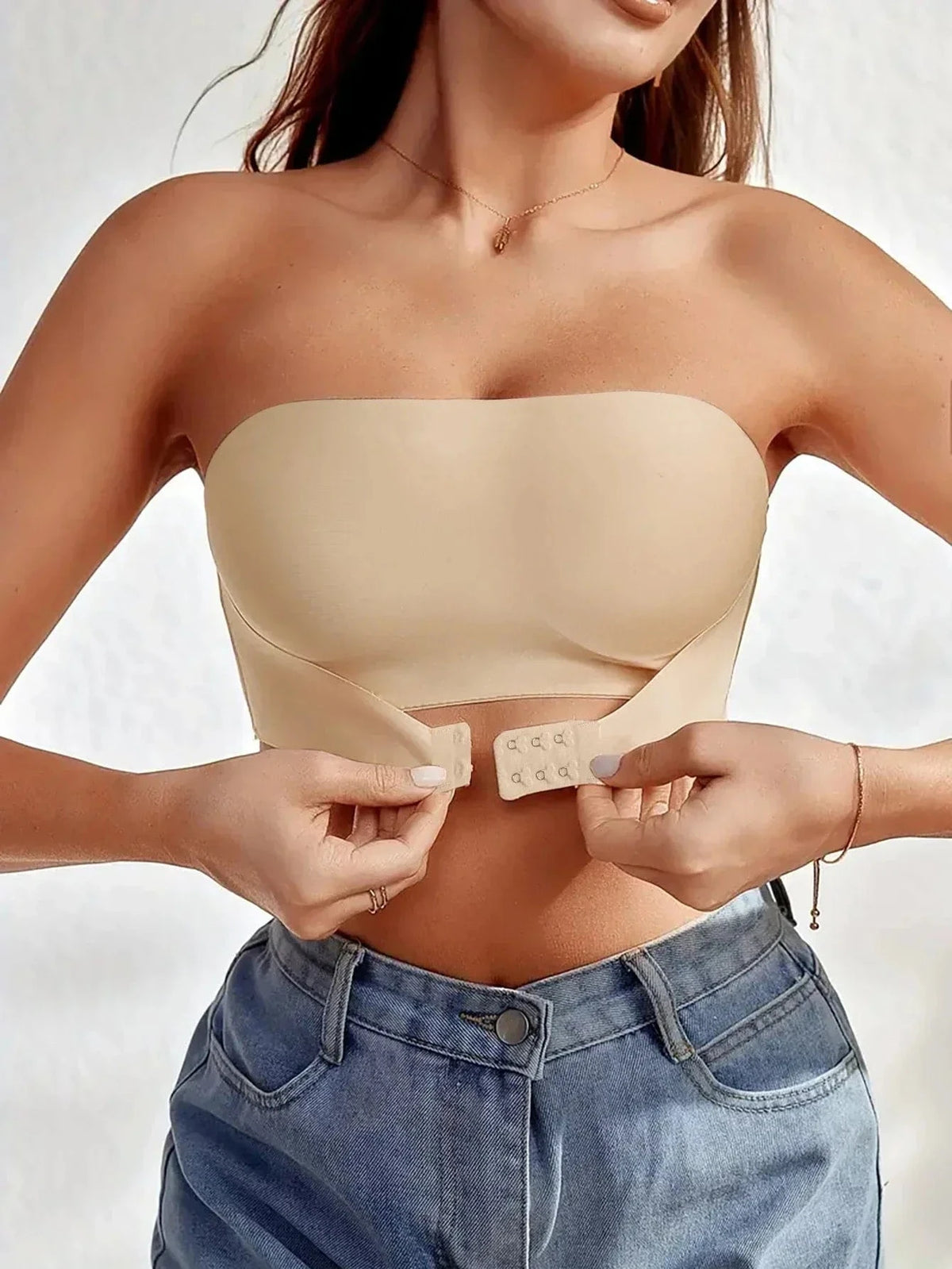 Women's Strapless No Padding Seamless Front Button Bra Comfortable Smooth Underwear - A-1 Thread Vault