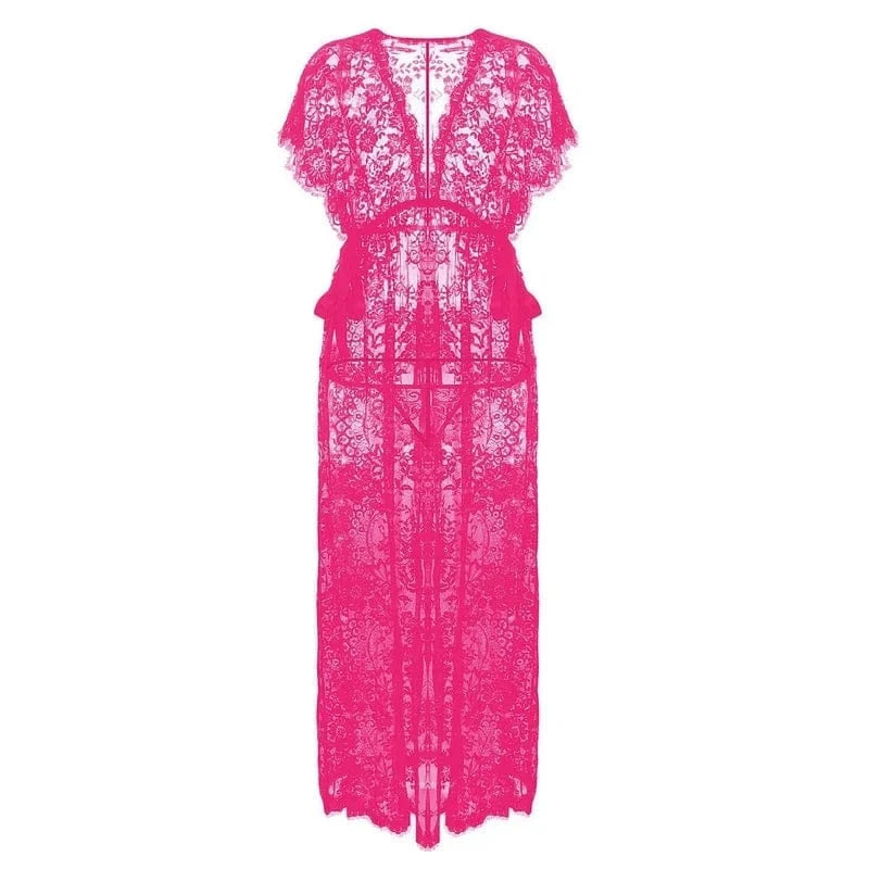 Women's Underwear Gowns Night Dress Lace Robe Wedding Gowns Women's Sleepwear Sexy Robe Floral Nightgown Long - A-1 Thread Vault