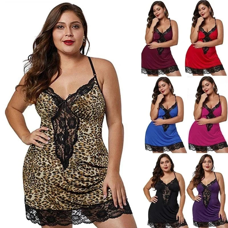 Women Spaghetti Straps Nightgowns Lace Sexy Sleepdress Plus Size Nightdress Satin Lingerie Sets Women's Pajamas Home Clothes - A-1 Thread Vault