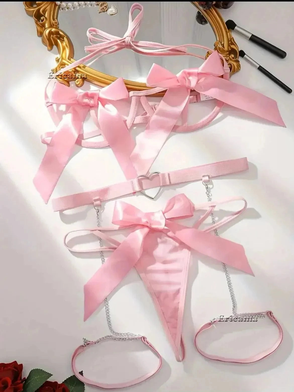Women Transparent Bra And Panty Garter Underwear Set Hot Erotic Sexy Costumes Underwear Open Bra Thong Sexy Lingerie Sets - A-1 Thread Vault