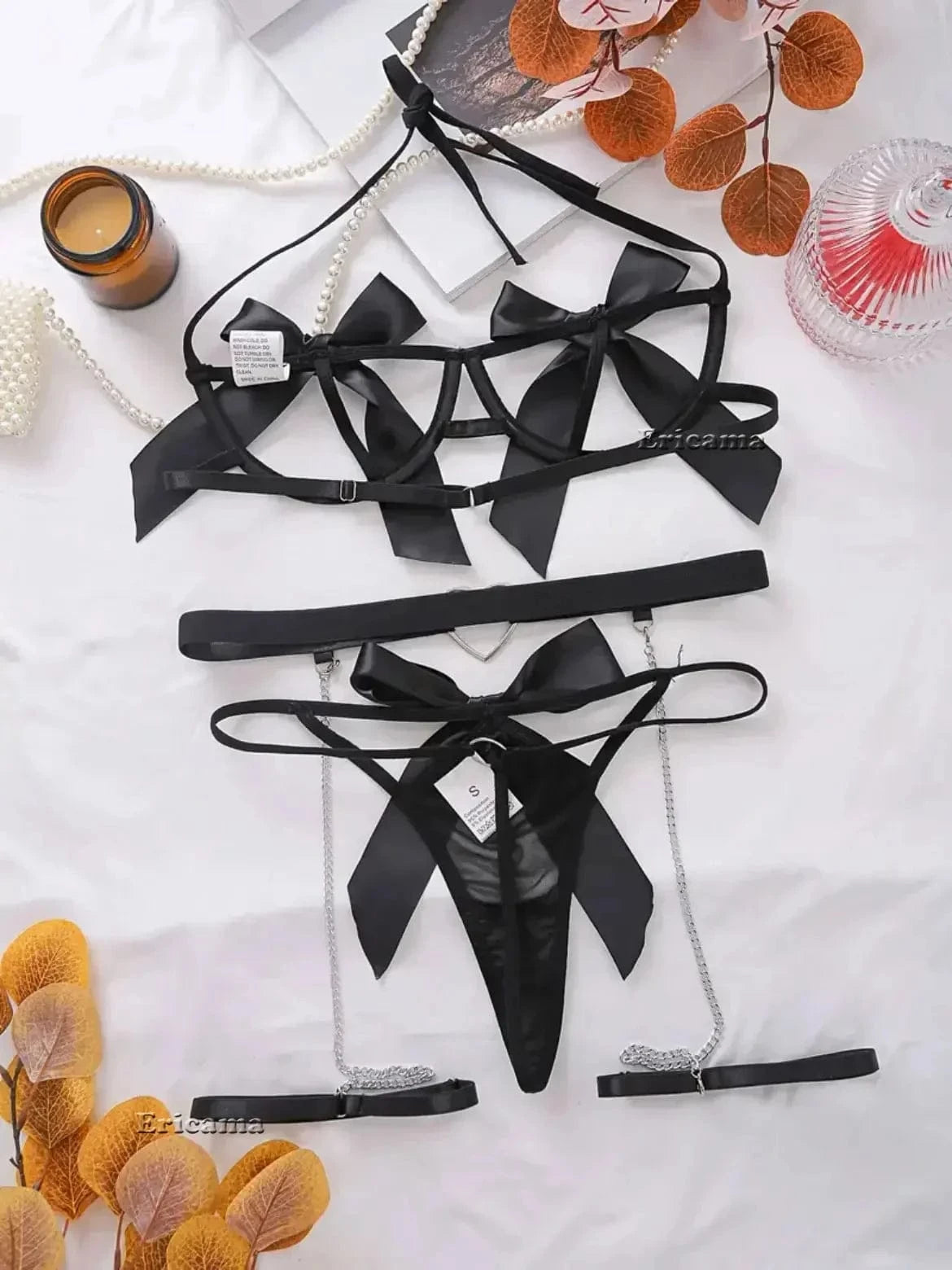Women Transparent Bra And Panty Garter Underwear Set Hot Erotic Sexy Costumes Underwear Open Bra Thong Sexy Lingerie Sets - A-1 Thread Vault