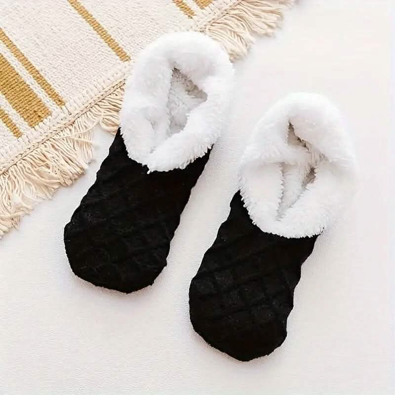 Women's Autumn Winter Plush Lined Indoor Low Cut Socks - A-1 Thread Vault