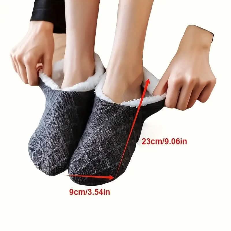 Women's Autumn Winter Plush Lined Indoor Low Cut Socks - A-1 Thread Vault