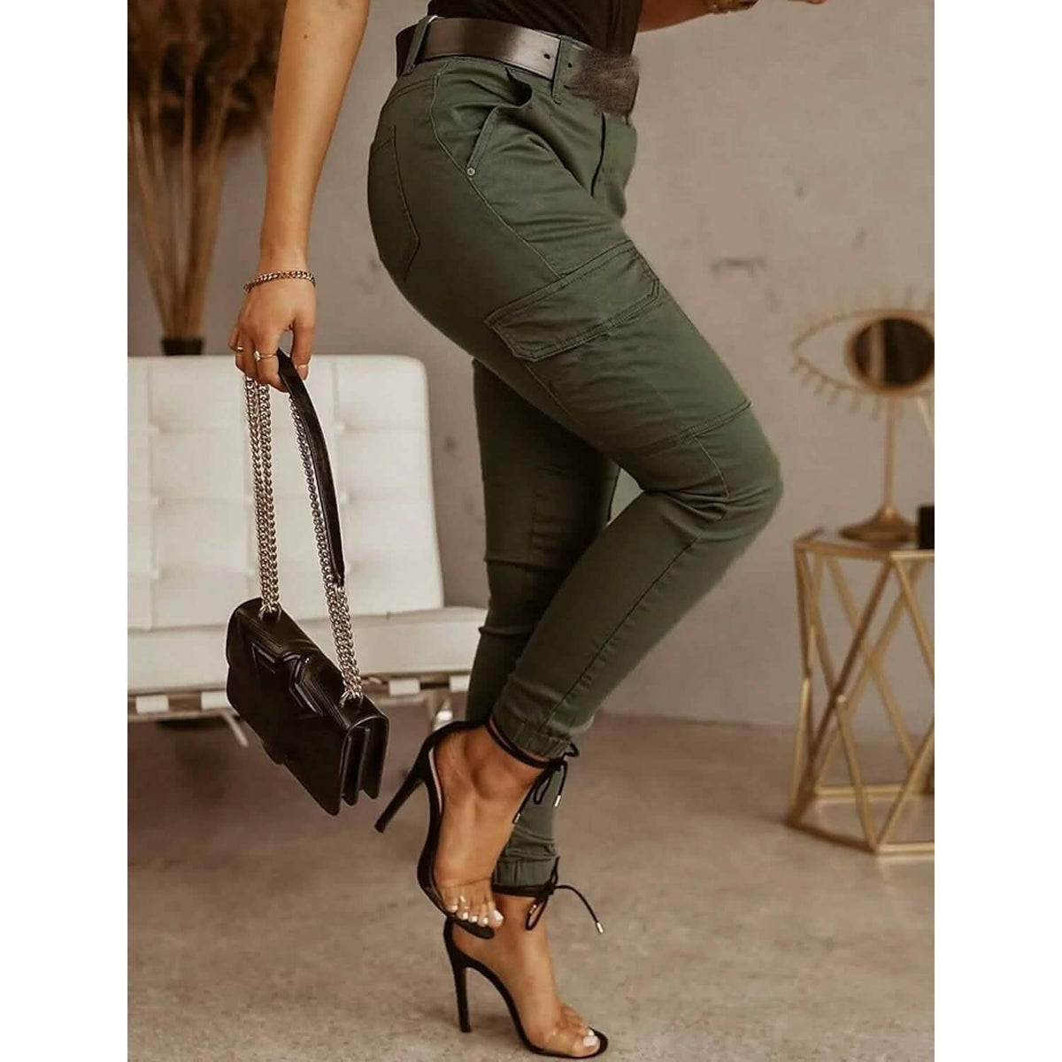 Women's Basic Essential Casual Sporty Tactical Cargo Trousers - A-1 Thread Vault