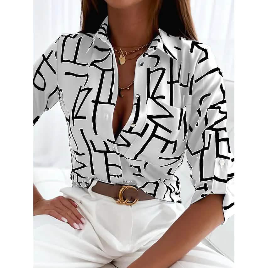 Women's Blouse Shirt Button Pocket Long Sleeve - A-1 Thread Vault