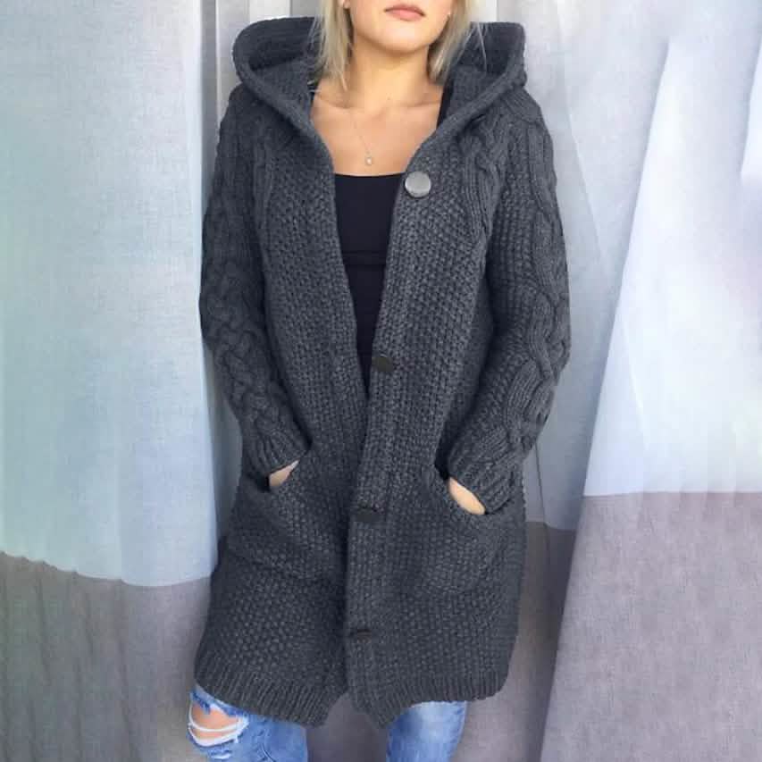 Women's Cardigan Pocket Chunky Long Sleeve Sweater - A-1 Thread Vault