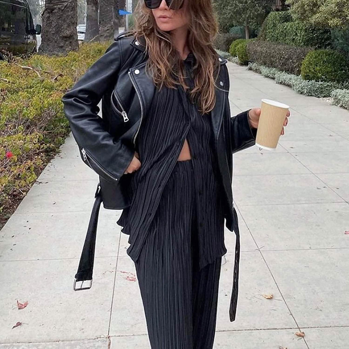 Women's Casual Long Sleeve Button Blouse Top Wide Leg Loose Streetwear Loungewear - A-1 Thread Vault