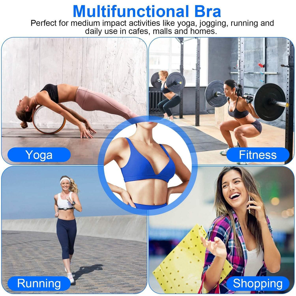 Women's Deep V-Neck U-Shaped Back Sports Bra - A-1 Thread Vault
