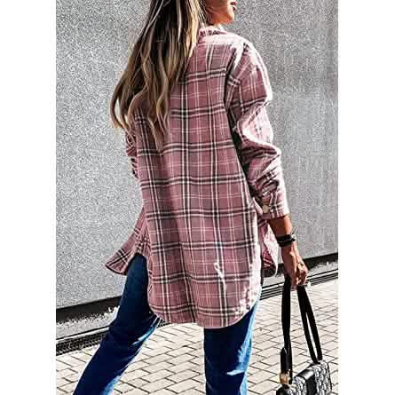 Women's Fall Clothes Plaid Jacket Long Sleeve - A-1 Thread Vault