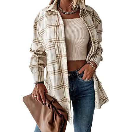 Women's Fall Clothes Plaid Jacket Long Sleeve - A-1 Thread Vault