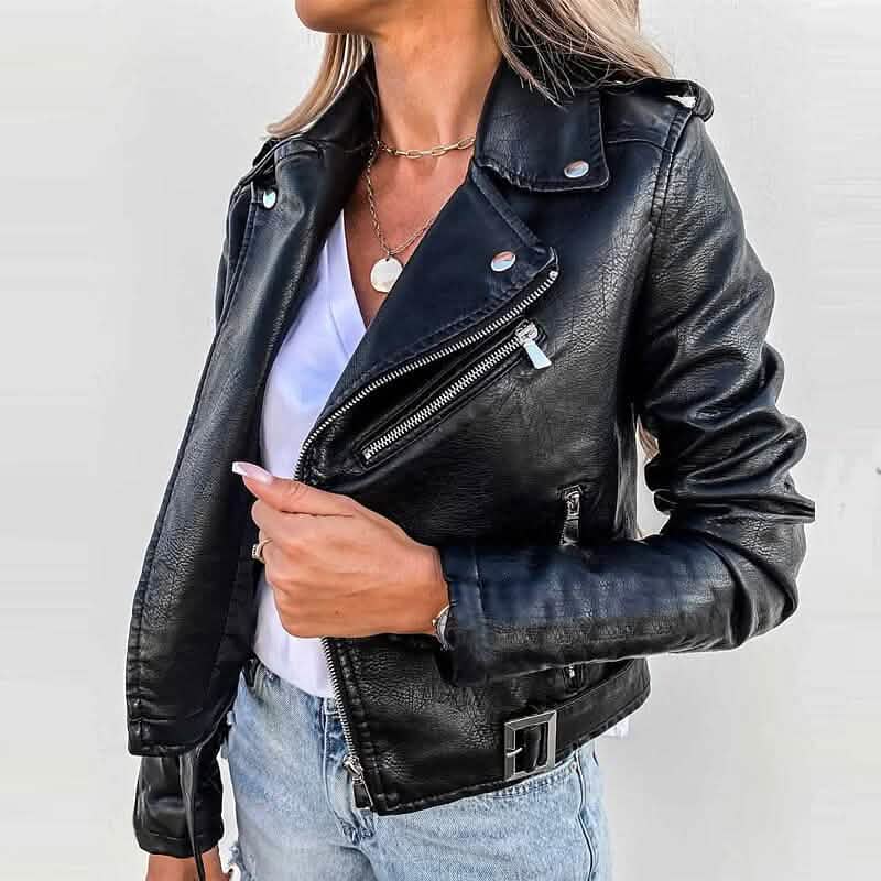 Women's Faux Modern Street Style Leather Jacket - A-1 Thread Vault