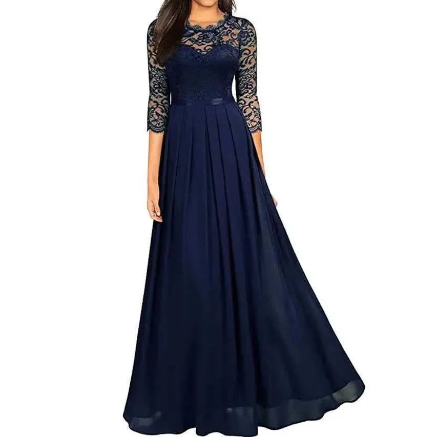 Womens Formal Party Lace Long Maxi Dress - A-1 Thread Vault