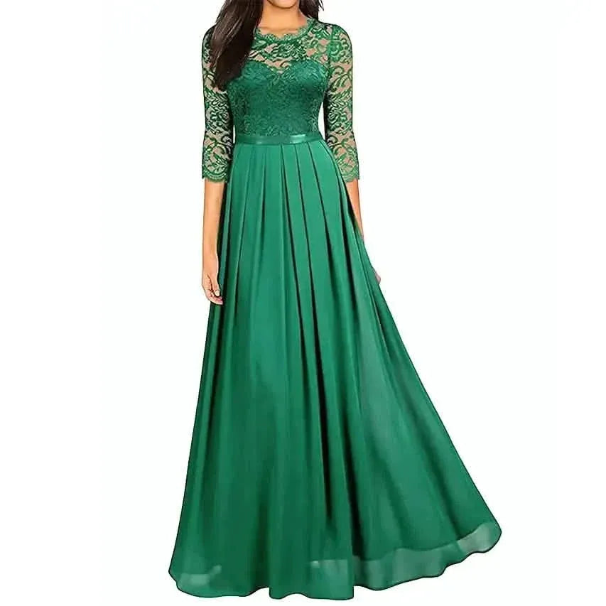 Womens Formal Party Lace Long Maxi Dress - A-1 Thread Vault