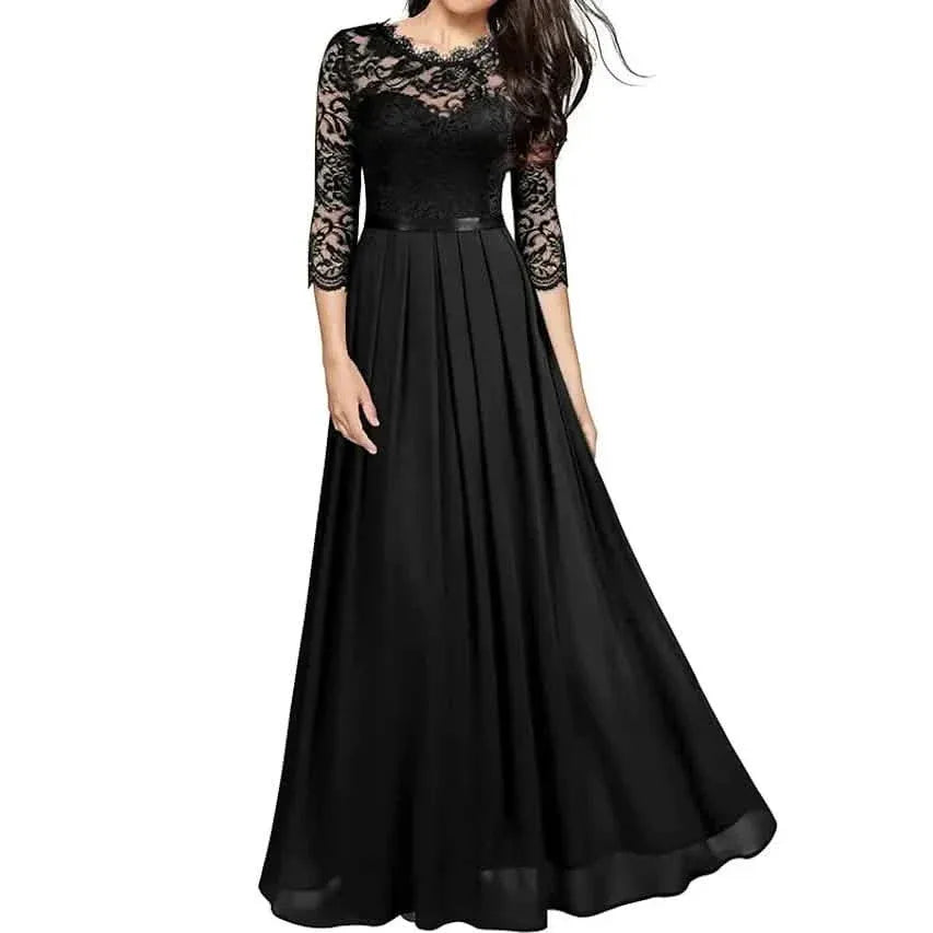 Womens Formal Party Lace Long Maxi Dress - A-1 Thread Vault