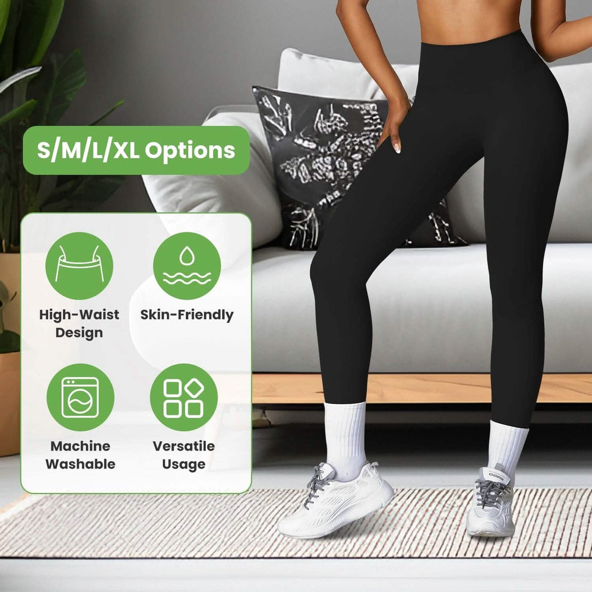Women's High Waist Workout Leggings Tummy Control Compression with 25" Inseam No Front Seam - A-1 Thread Vault