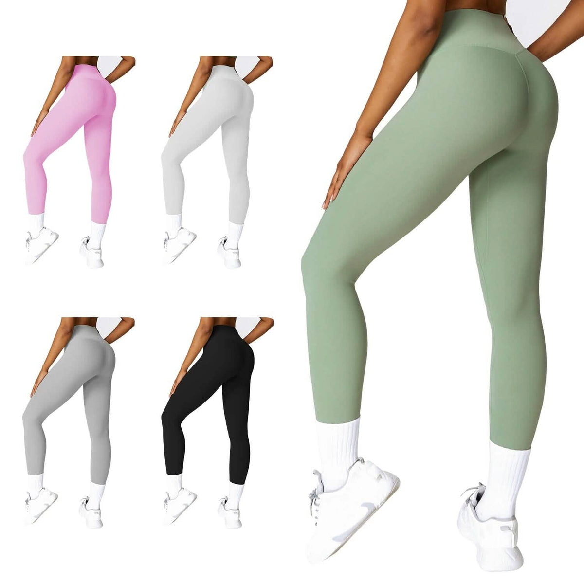 Women's High Waist Workout Leggings Tummy Control Compression with 25" Inseam No Front Seam - A-1 Thread Vault