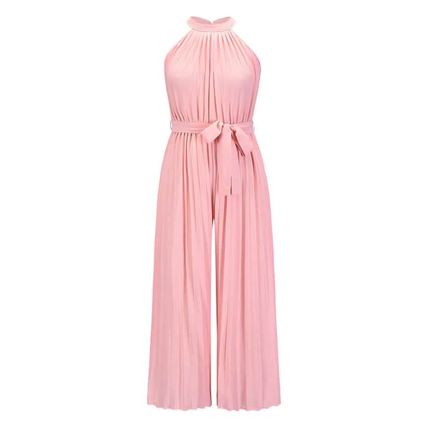 Women's Lace-Up Halter Casual Wide-Leg Jumpsuit - A-1 Thread Vault