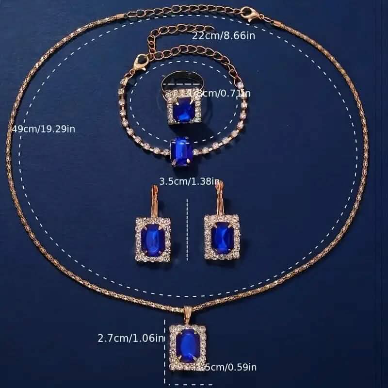 Women's Leather Wrist Watch, Earrings, Bracelet, Necklace and Ring Jewelry Set - A-1 Thread Vault