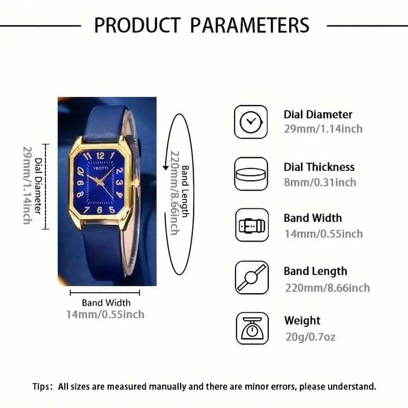 Women's Leather Wrist Watch, Earrings, Bracelet, Necklace and Ring Jewelry Set - A-1 Thread Vault