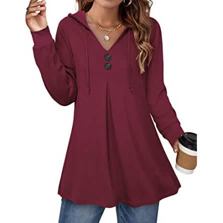 Women's Long Sleeve Hooded Tunic Tops - A-1 Thread Vault