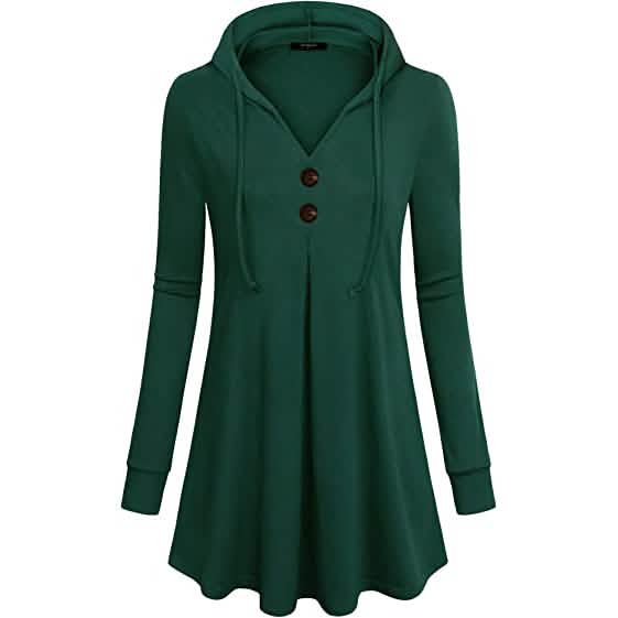 Women's Long Sleeve Hooded Tunic Tops - A-1 Thread Vault