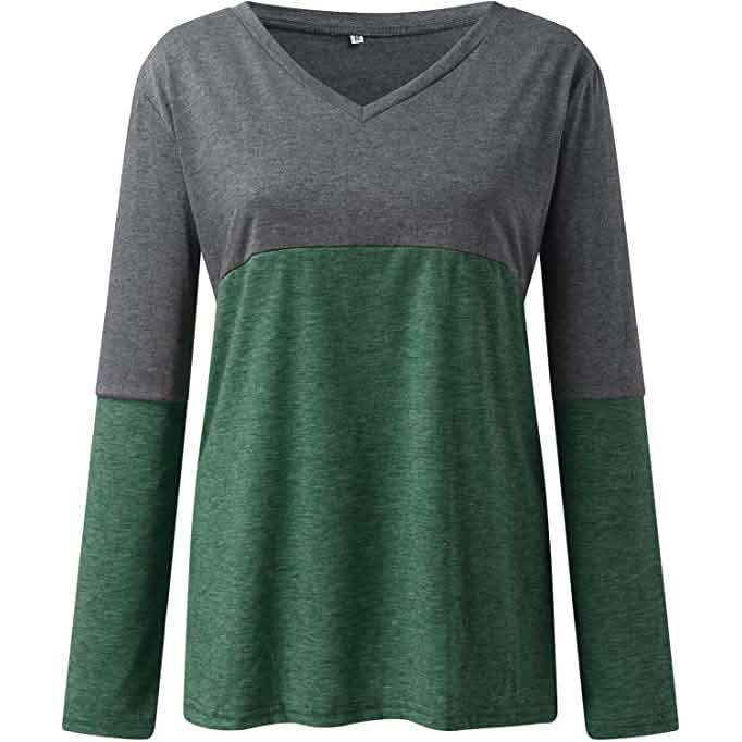Women's Long Sleeve V Neck Loose Basic Shirt - A-1 Thread Vault