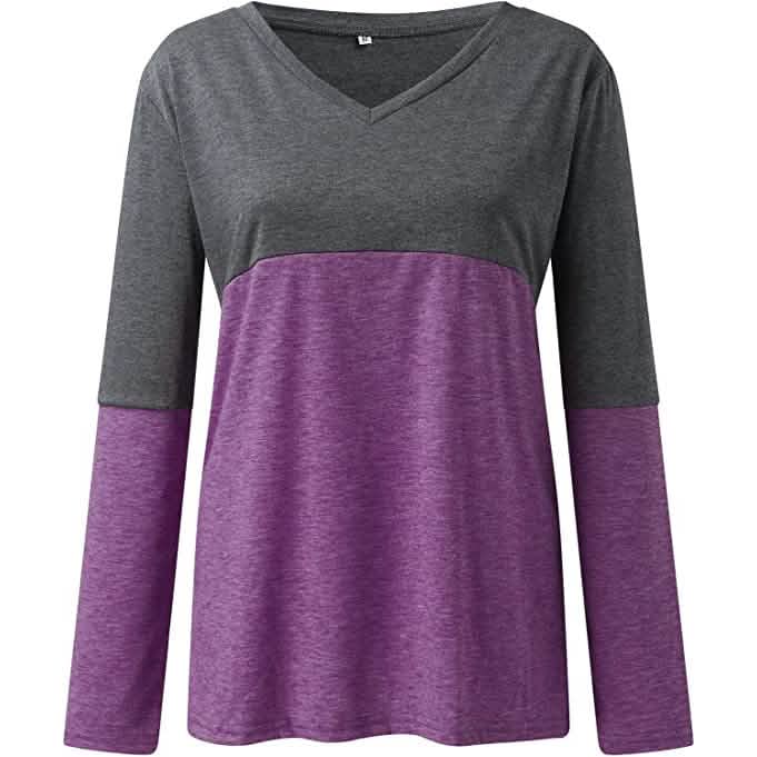Women's Long Sleeve V Neck Loose Basic Shirt - A-1 Thread Vault