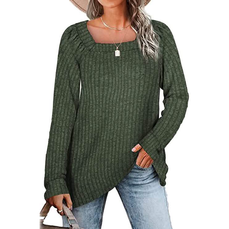 Women's Long Sleeve V Neck Sweater Tops - A-1 Thread Vault