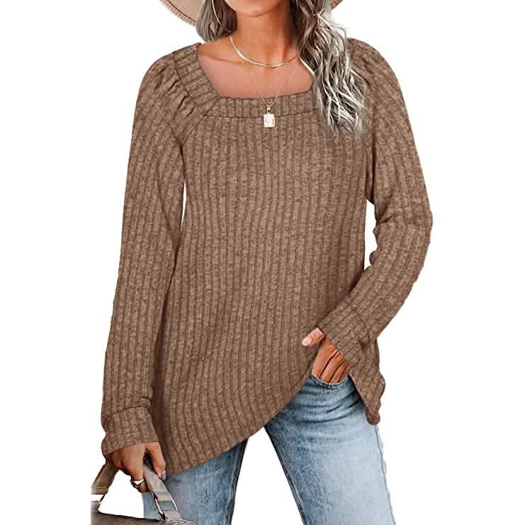 Women's Long Sleeve V Neck Sweater Tops - A-1 Thread Vault