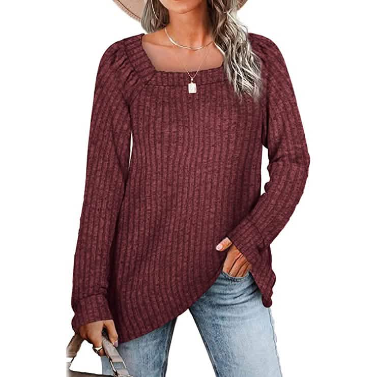 Women's Long Sleeve V Neck Sweater Tops - A-1 Thread Vault